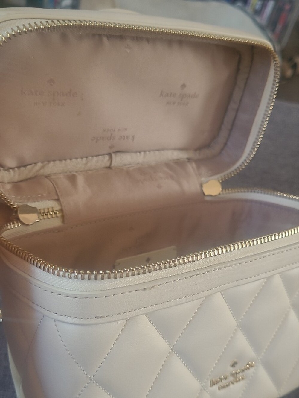 kate spade Quilted White Vanity Crossbody with Gold Chain - Picture 6 of 12